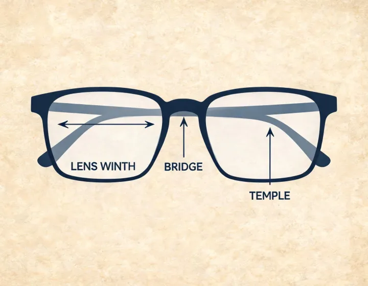 Optical eyewear specification worksheet illustration, not a premises map
